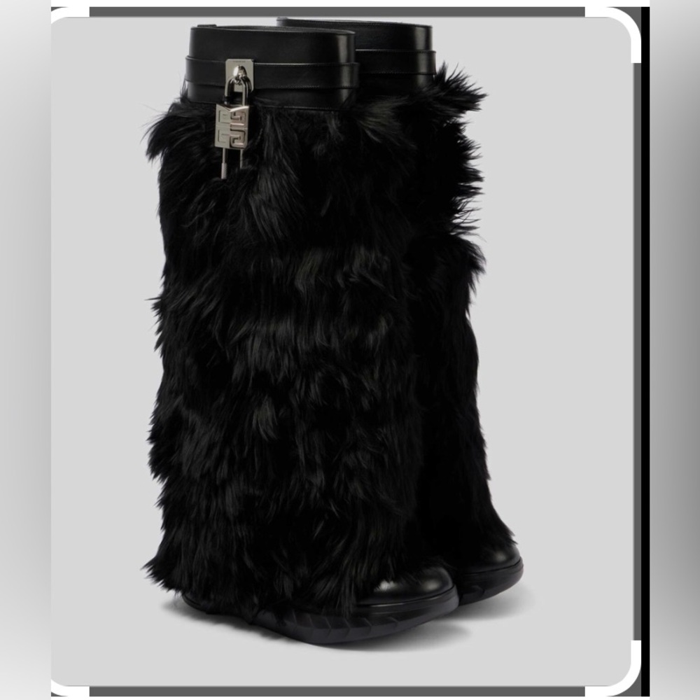 Brand New Givenchy Shark Lock alpaca knee-high boots size 40. - Picture 2 of 11